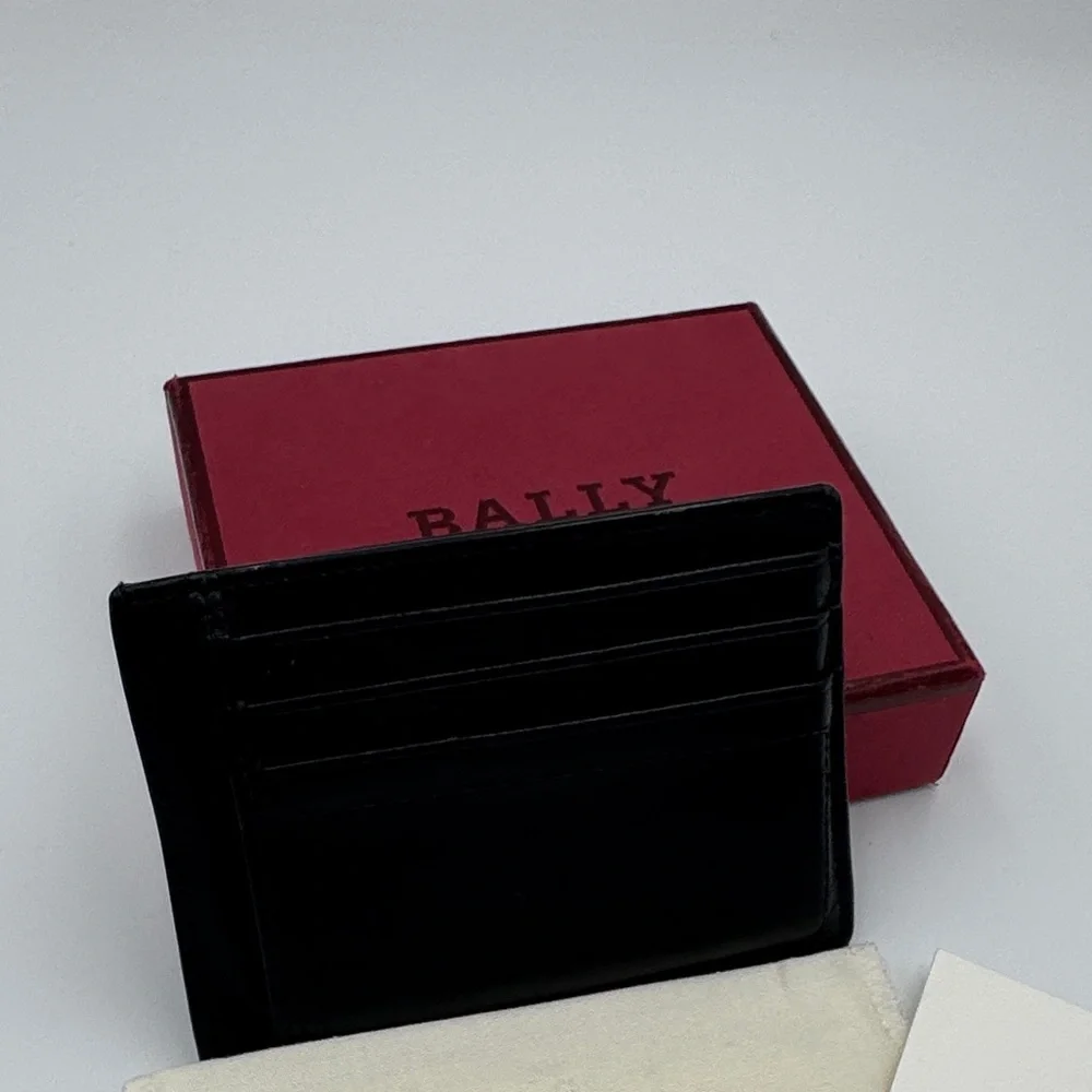 Bally Black Calfskin Leather Card Holder Unisex